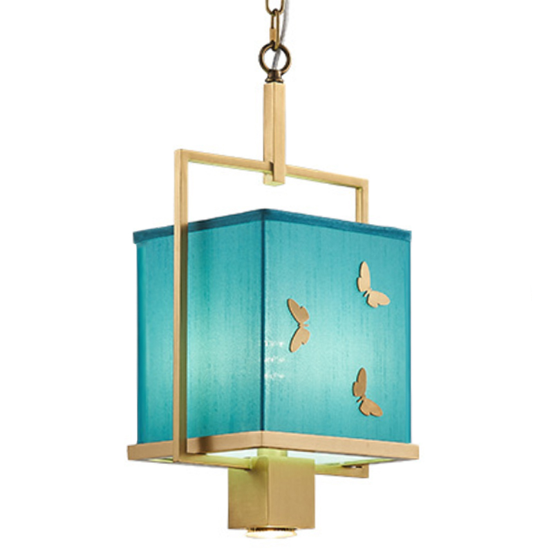 Светильник с бабочками Butterflies Blue Background Hanging lamp Латунь Бирюзовый Светильник с бабочками Butterflies Blue Background Hanging lamp Латунь Бирюзовый в Челябинске | Loft Concept