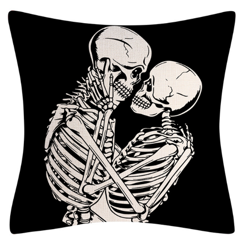 Подушка на Хэллоуин Skeleton in love Черно-белый Подушка на Хэллоуин Skeleton in love Черно-белый в Челябинске | Loft Concept