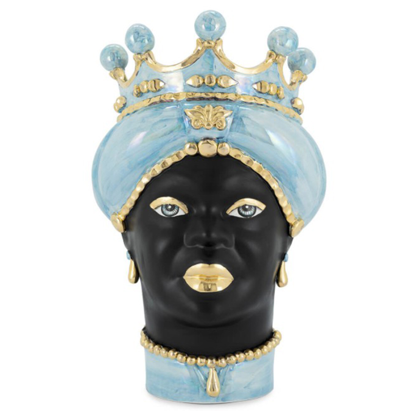 Ваза VASE MORO LADY MED. MOP blue Черный Светло-голубой Золотой Ваза VASE MORO LADY MED. MOP blue Черный Светло-голубой Золотой в Челябинске | Loft Concept