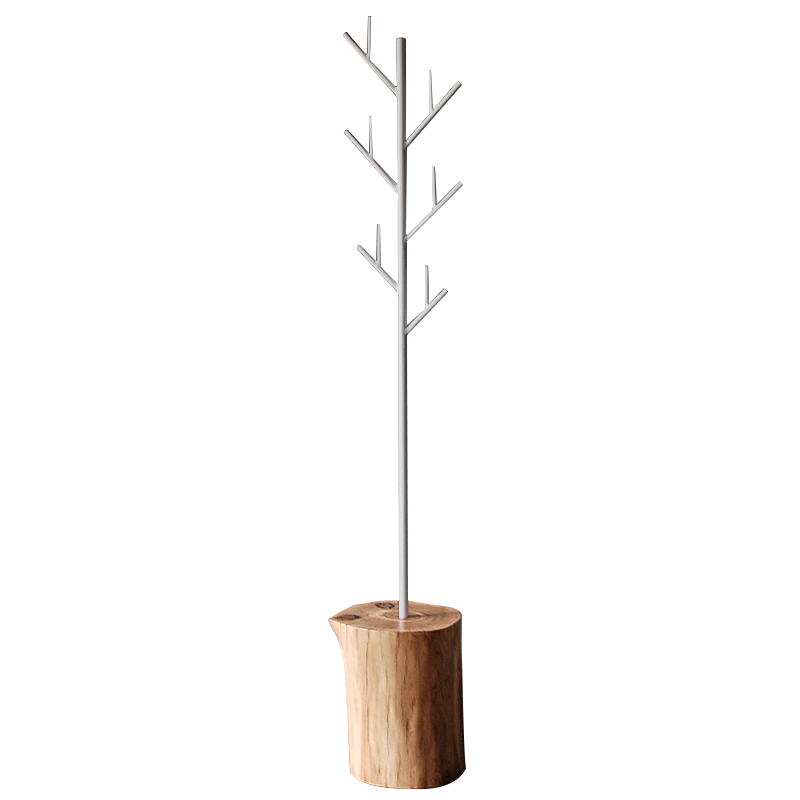 Вешалка Metal Branches and Stump Floor Hanger White Белый Светлый дуб Вешалка Metal Branches and Stump Floor Hanger White Белый Светлый дуб в Челябинске | Loft Concept
