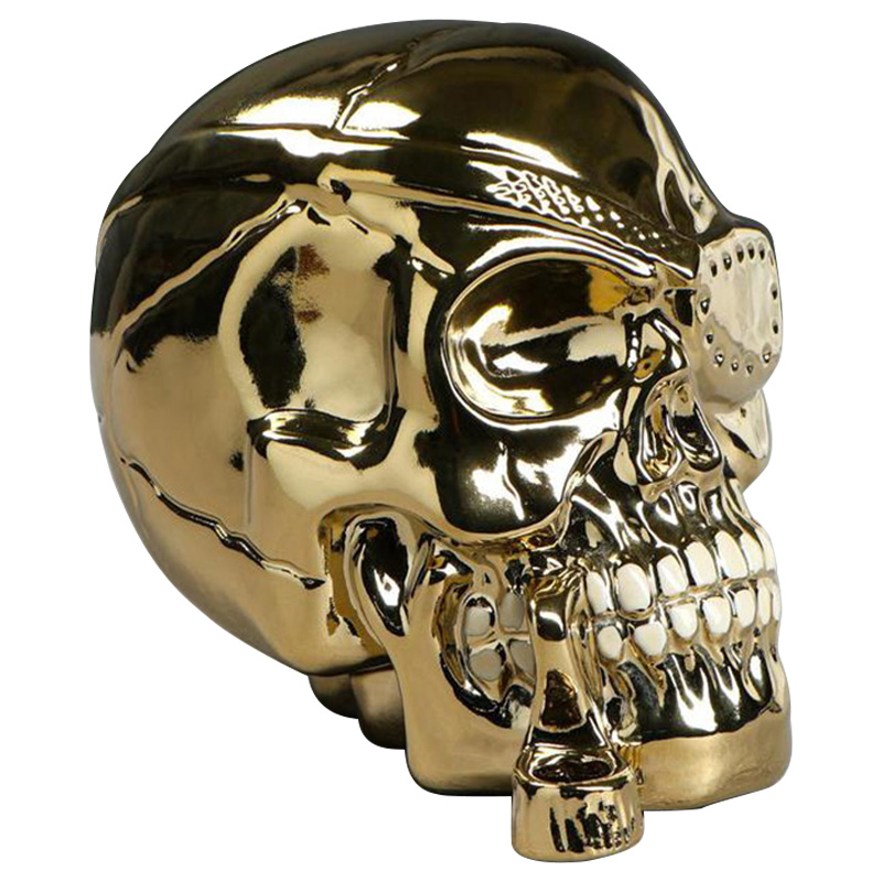 Статуэтка Golden Skull with Pipe Золотой Статуэтка Golden Skull with Pipe Золотой в Челябинске | Loft Concept