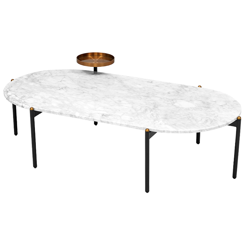 Кофейный стол с белой каменной столешницей Macias Coffee Table White Белый Черный Медь Кофейный стол с белой каменной столешницей Macias Coffee Table White Белый Черный Медь в Челябинске | Loft Concept