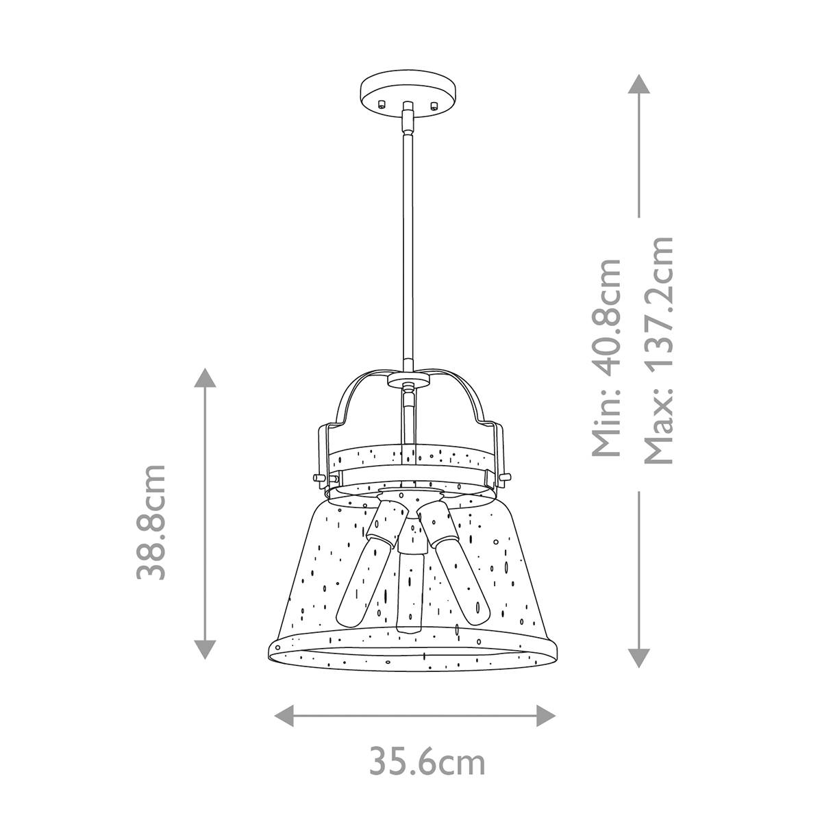 Подвесной светильник с прозрачным стеклянным плафоном в форме колокола с эффектом пузырьков и тремя лампами Quoizel в Челябинске