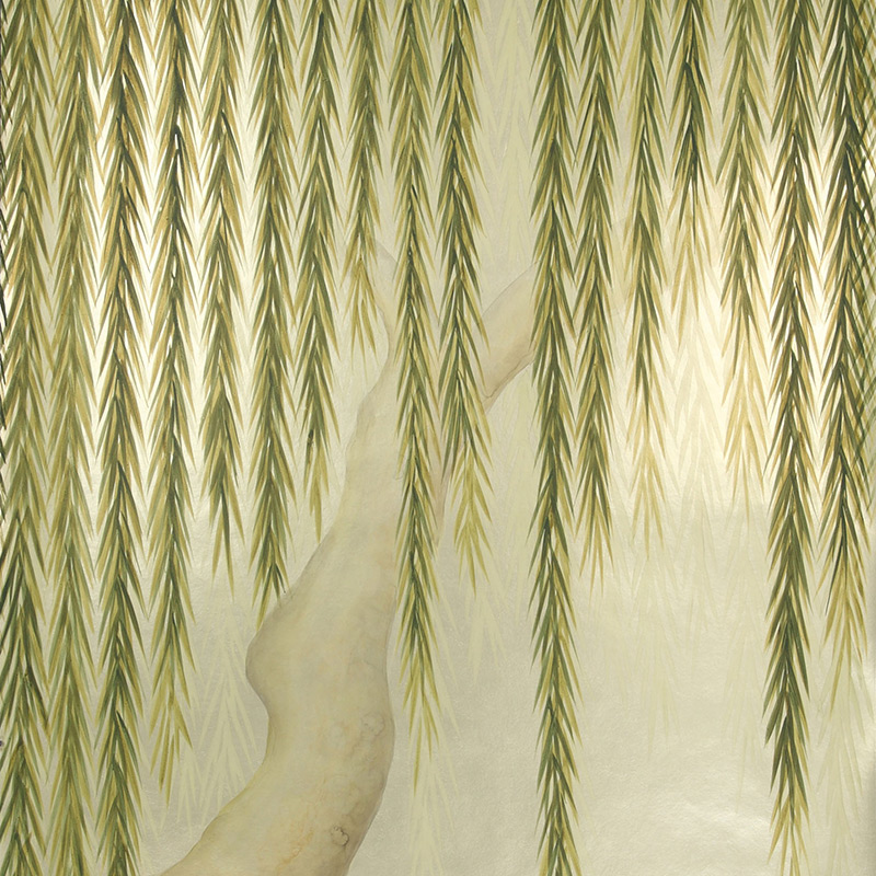 Обои ручная роспись Willow Original colourway on Champagne Gold gilded paper Обои ручная роспись Willow Original colourway on Champagne Gold gilded paper в Челябинске | Loft Concept