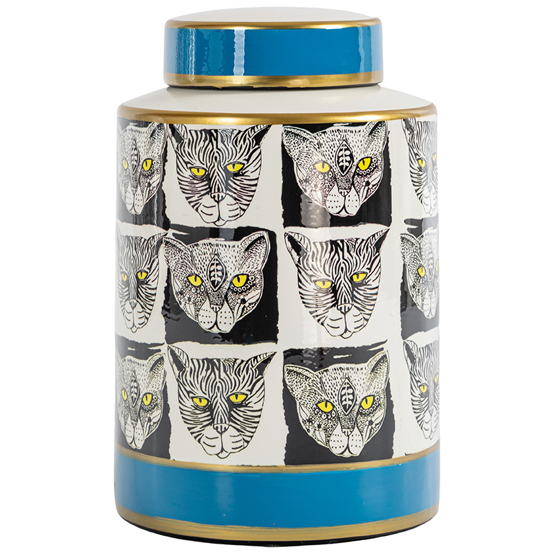Ваза с крышкой Cats Vase Белый Черно-белый Голубой Золотой Красный Ваза с крышкой Cats Vase Белый Черно-белый Голубой Золотой Красный в Челябинске | Loft Concept
