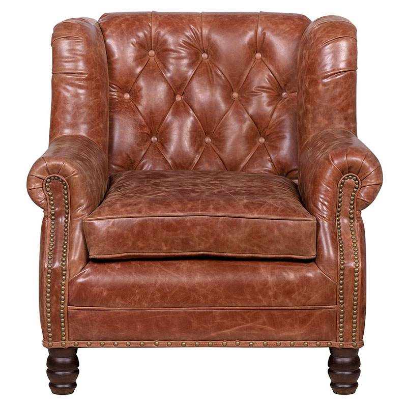 Кожаное кресло James Brown Leather Armchair Коричневый в Челябинске | Loft Concept 