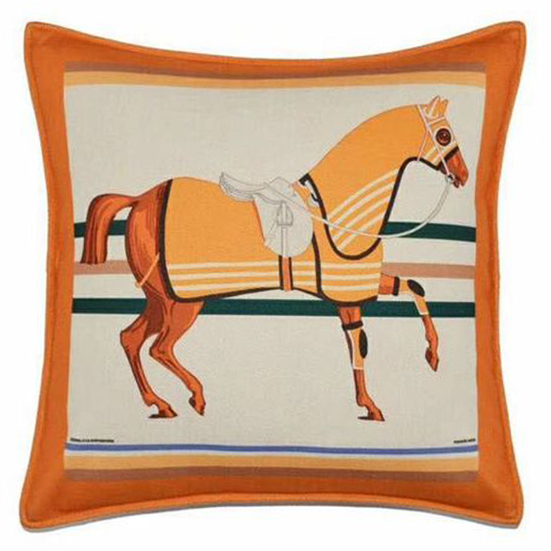 Декоративная подушка Hermes Horse 22 Оранжевый Мульти Декоративная подушка Hermes Horse 22 Оранжевый Мульти в Челябинске | Loft Concept