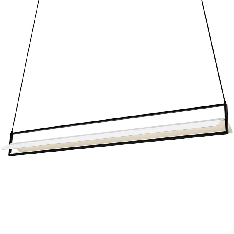 Дизайнерский линейный подвесной светильник CANVAS LINEAR RECTANGULAR HANGING LAMP Черный Белый Дизайнерский линейный подвесной светильник CANVAS LINEAR RECTANGULAR HANGING LAMP Черный Белый в Челябинске | Loft Concept