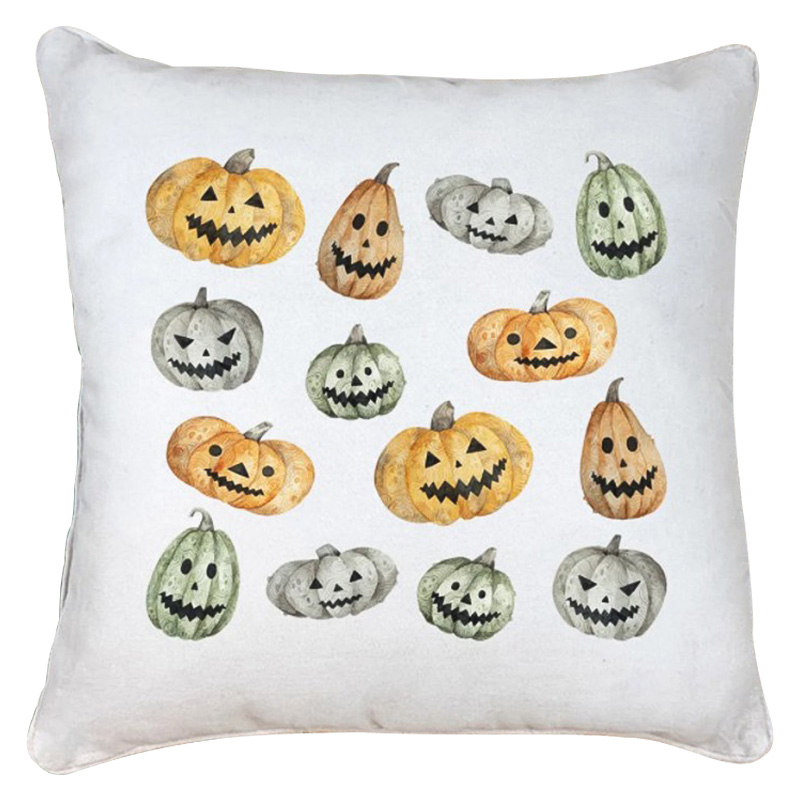 Подушка Halloween Pumpkin Белый Оранжевый Серый Подушка Halloween Pumpkin Белый Оранжевый Серый в Челябинске | Loft Concept