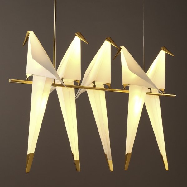 Люстра Origami Bird Chandelier Line 5 Бежево-серый Золотой в Челябинске | Loft Concept 
