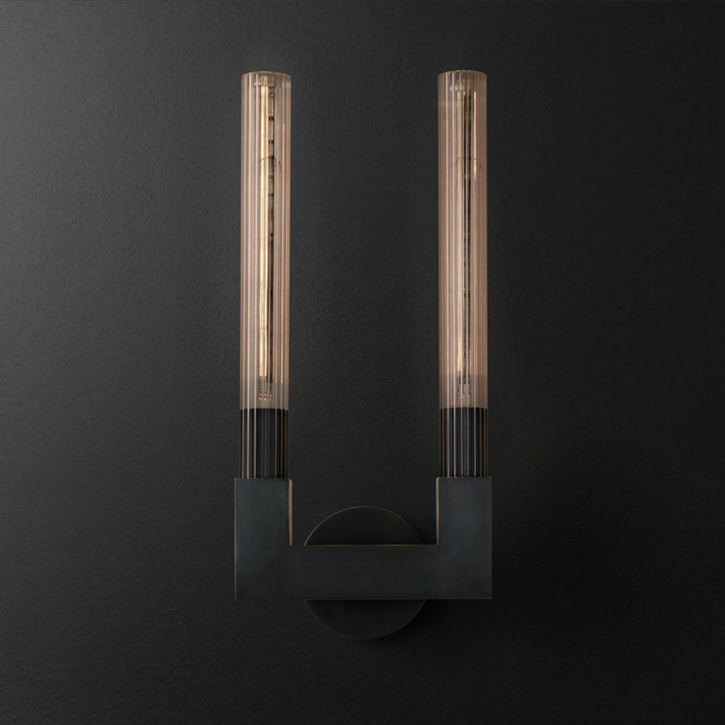 Бра RH CANNELLE wall lamp DOUBLE Sconces Black Черный Прозрачное Стекло Бра RH CANNELLE wall lamp DOUBLE Sconces Black Черный Прозрачное Стекло в Челябинске | Loft Concept