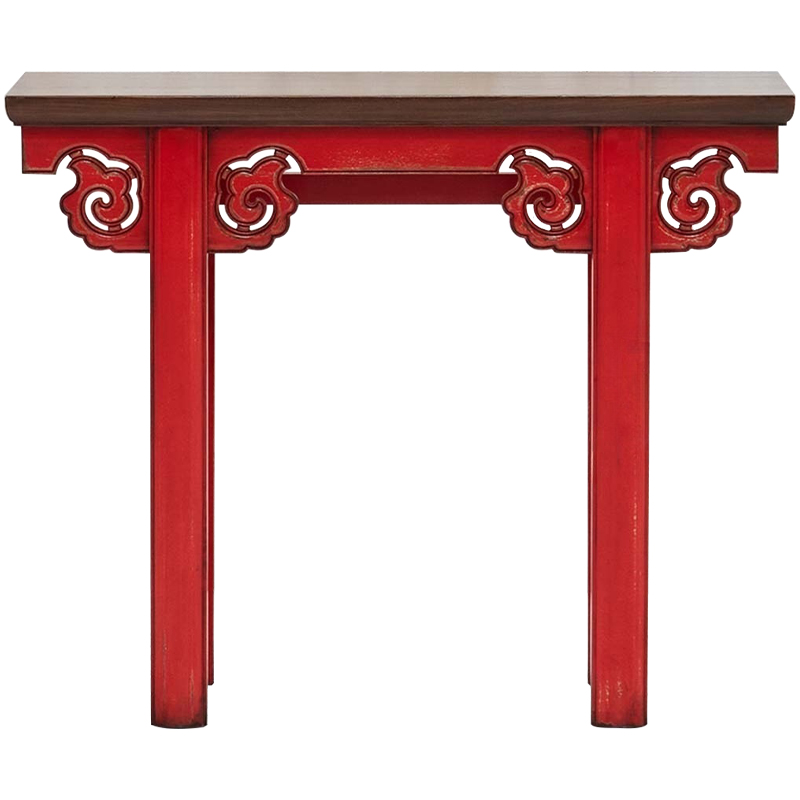Деревянная консоль в китайском стиле красная Tang Console Table Красный Коричневый Деревянная консоль в китайском стиле красная Tang Console Table Красный Коричневый в Челябинске | Loft Concept