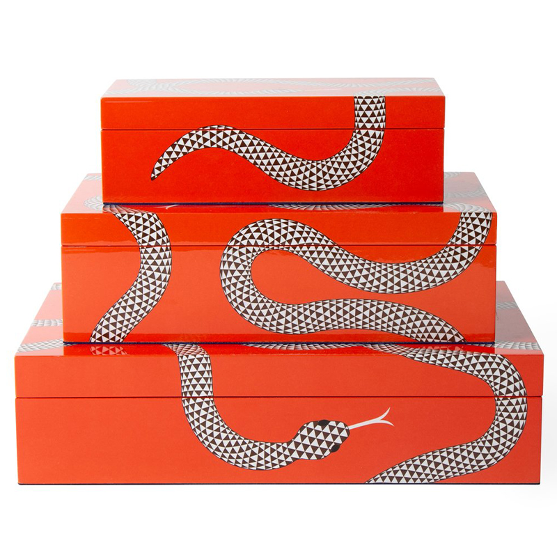 Комплект шкатулок EDEN LACQUER BOX BUNDLE Jonathan Adler Оранжевый Белый Черный Комплект шкатулок EDEN LACQUER BOX BUNDLE Jonathan Adler Оранжевый Белый Черный в Челябинске | Loft Concept