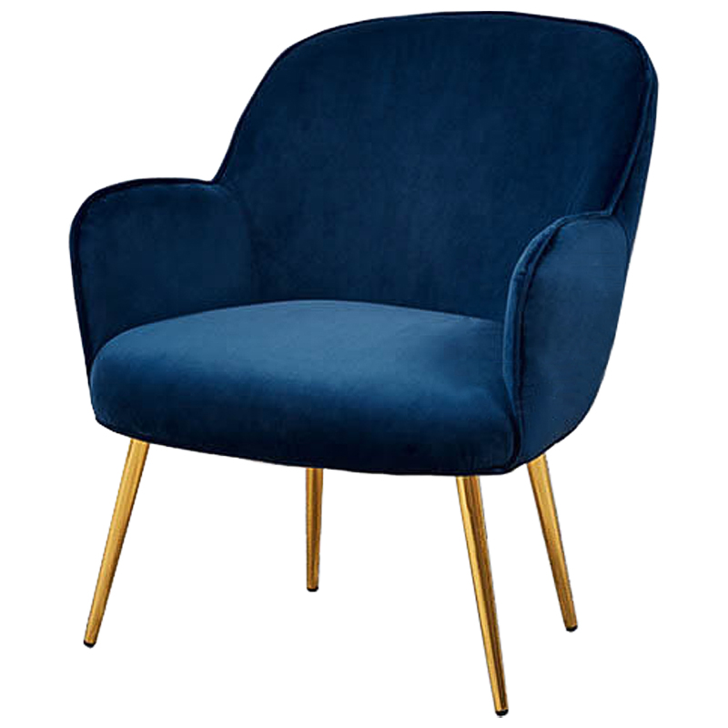 Кресло Waldeck Chair Blue Синий Глянцевое золото Кресло Waldeck Chair Blue Синий Глянцевое золото в Челябинске | Loft Concept
