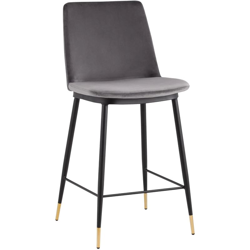 Полубарный Стул Melissa Chair Серый Велюр Серый Черный Полубарный Стул Melissa Chair Серый Велюр Серый Черный в Челябинске | Loft Concept