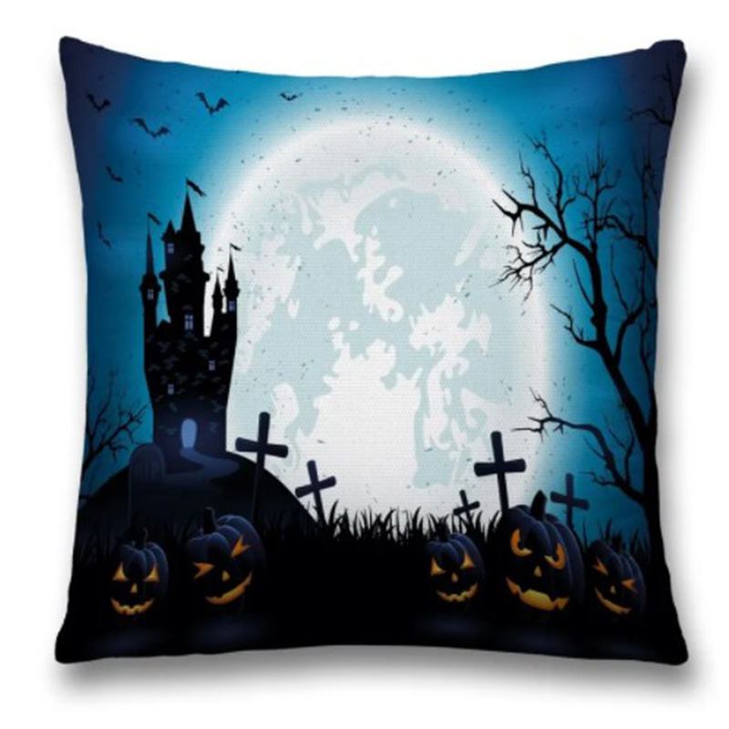 Подушка Halloween Moon Черный Синий Подушка Halloween Moon Черный Синий в Челябинске | Loft Concept