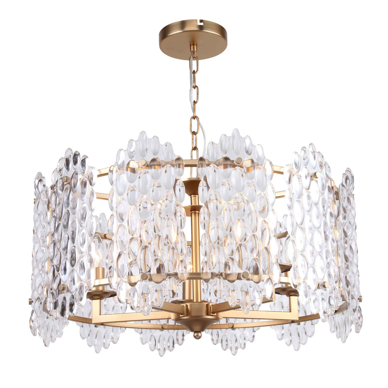 Люстра подвесная Textured Glass Chandelier D61 Прозрачное Стекло Глянцевое золото Люстра подвесная Textured Glass Chandelier D61 Прозрачное Стекло Глянцевое золото в Челябинске | Loft Concept
