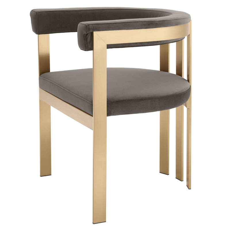Стул Eichholtz Dining Chair Clubhouse grey Серый Латунь Стул Eichholtz Dining Chair Clubhouse grey Серый Латунь в Челябинске | Loft Concept