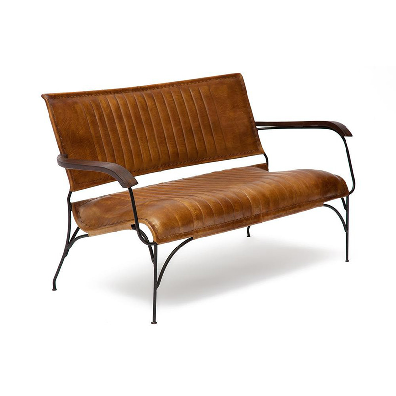 Диван-скамья из натуральной кожи Buffalo Leather Sofa two-seater Коричневый винтаж Черный Диван-скамья из натуральной кожи Buffalo Leather Sofa two-seater Коричневый винтаж Черный в Челябинске | Loft Concept