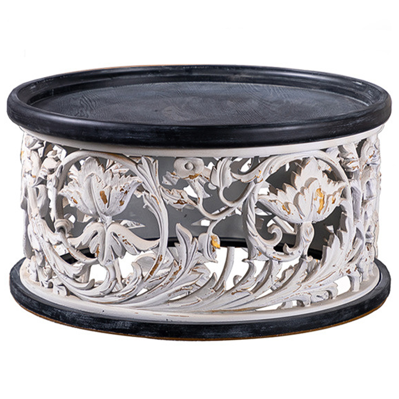 Кофейный стол Fleurette Provence Black White Coffee Table 80 Черный Белый Золотой Кофейный стол Fleurette Provence Black White Coffee Table 80 Черный Белый Золотой в Челябинске | Loft Concept