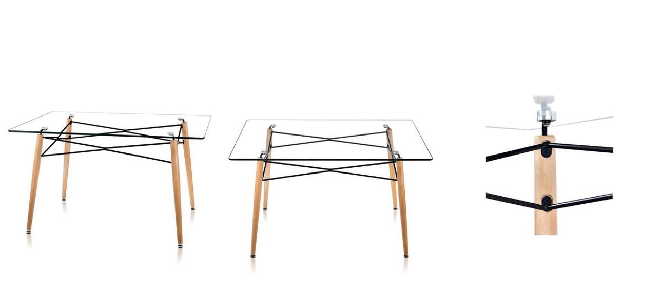 Стол обеденный квадратный Paolini стеклянная столешница - фото