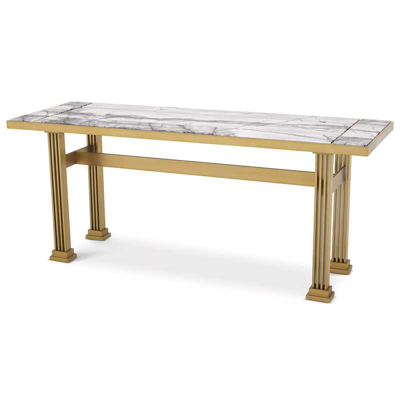 Консоль Eichholtz Console Table The One Латунь Белый Мрамор Bianco Консоль Eichholtz Console Table The One Латунь Белый Мрамор Bianco в Челябинске | Loft Concept