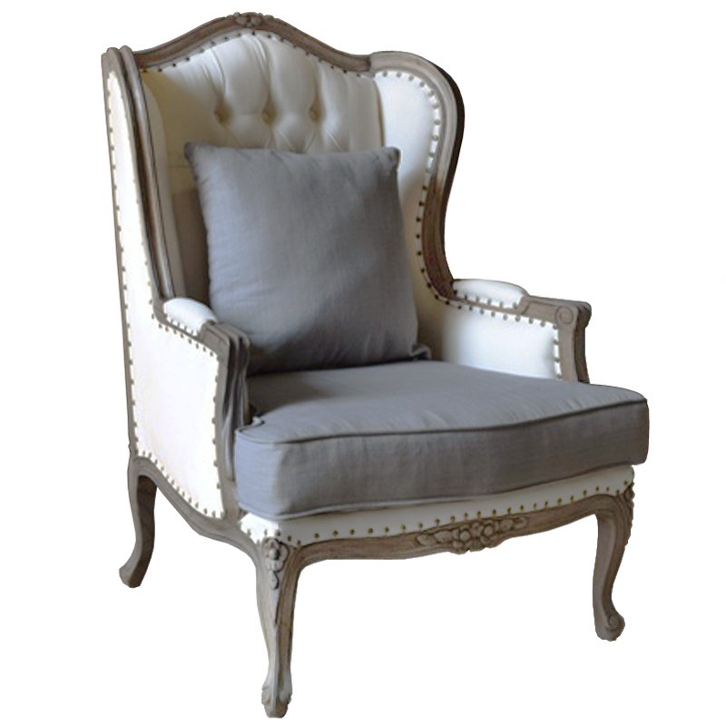 Кресло Villa Grandfather linen ivory ( слоновая кость ) Дерево Темно-Серый Кресло Villa Grandfather linen ivory ( слоновая кость ) Дерево Темно-Серый в Челябинске | Loft Concept