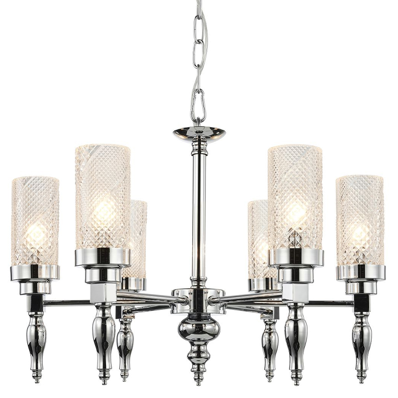 Люстра цвета хром Balusters D55 см Хром Прозрачный в Челябинске | Loft Concept 