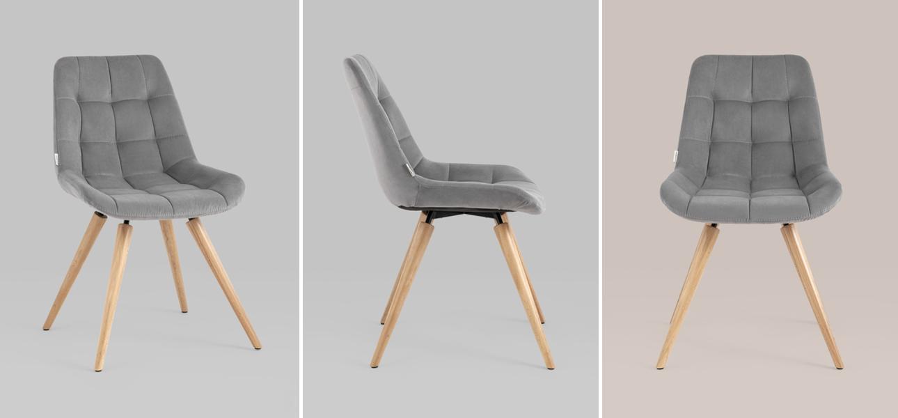 Стул NANCY Chair Серый Велюр  - фото