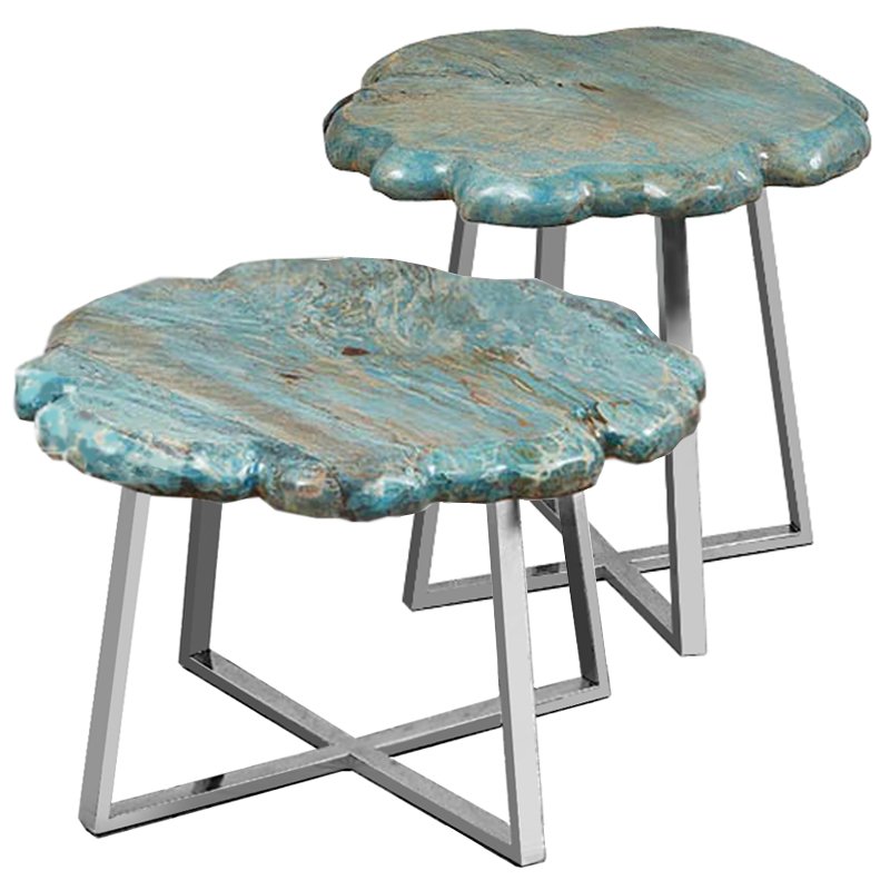 Приставной стол Melted Turquoise Бирюзовый Нержавеющая сталь Приставной стол Melted Turquoise Бирюзовый Нержавеющая сталь в Челябинске | Loft Concept