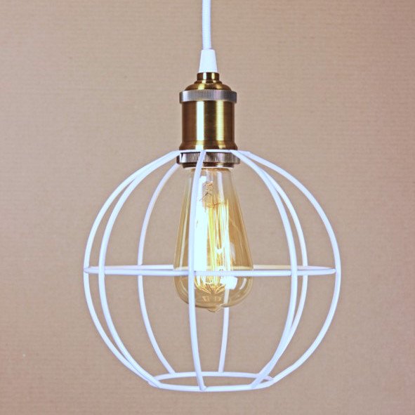 Подвесной светильник Wire Cage Pendant Ball White Белый Подвесной светильник Wire Cage Pendant Ball White Белый в Челябинске | Loft Concept