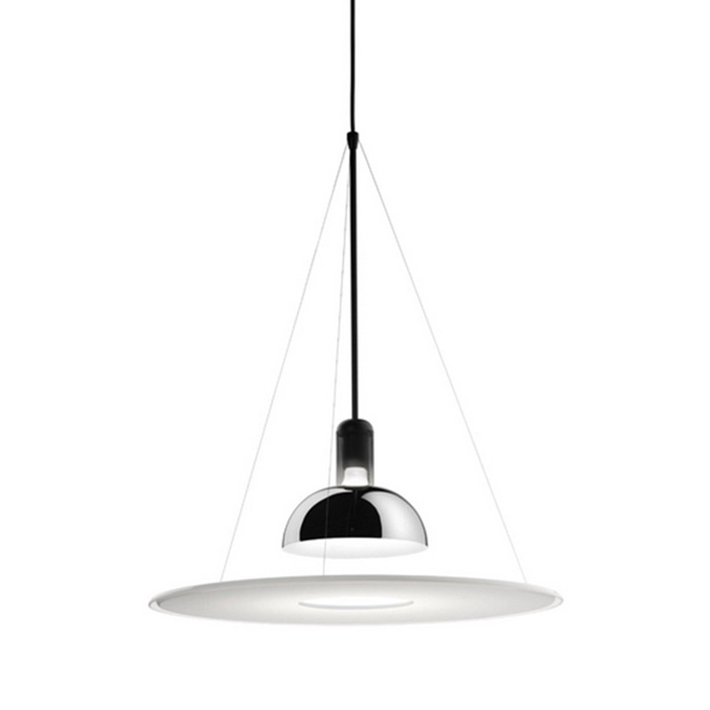Подвесной светильник Flos Frisbi Lamp Сталь Белое матовое стекло Подвесной светильник Flos Frisbi Lamp Сталь Белое матовое стекло в Челябинске | Loft Concept