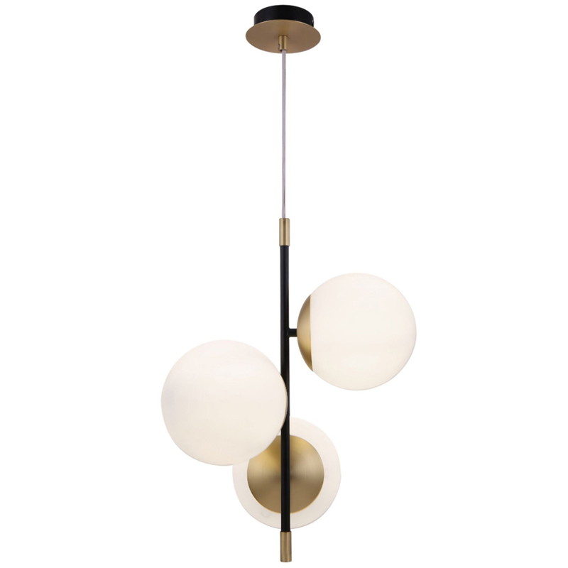 Светильник Spike Three Balls Hanging Lamp матовое золото Прозрачный белый Светильник Spike Three Balls Hanging Lamp матовое золото Прозрачный белый в Челябинске | Loft Concept
