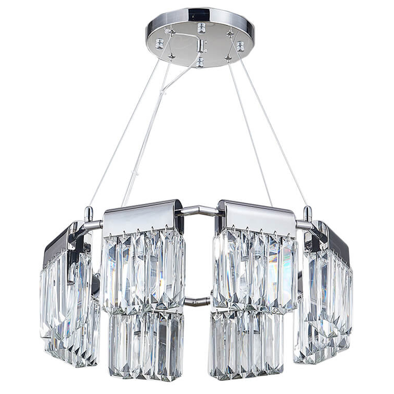 Люстра Crystal Pendants chrome 8 Прозрачное Стекло Хром Люстра Crystal Pendants chrome 8 Прозрачное Стекло Хром в Челябинске | Loft Concept