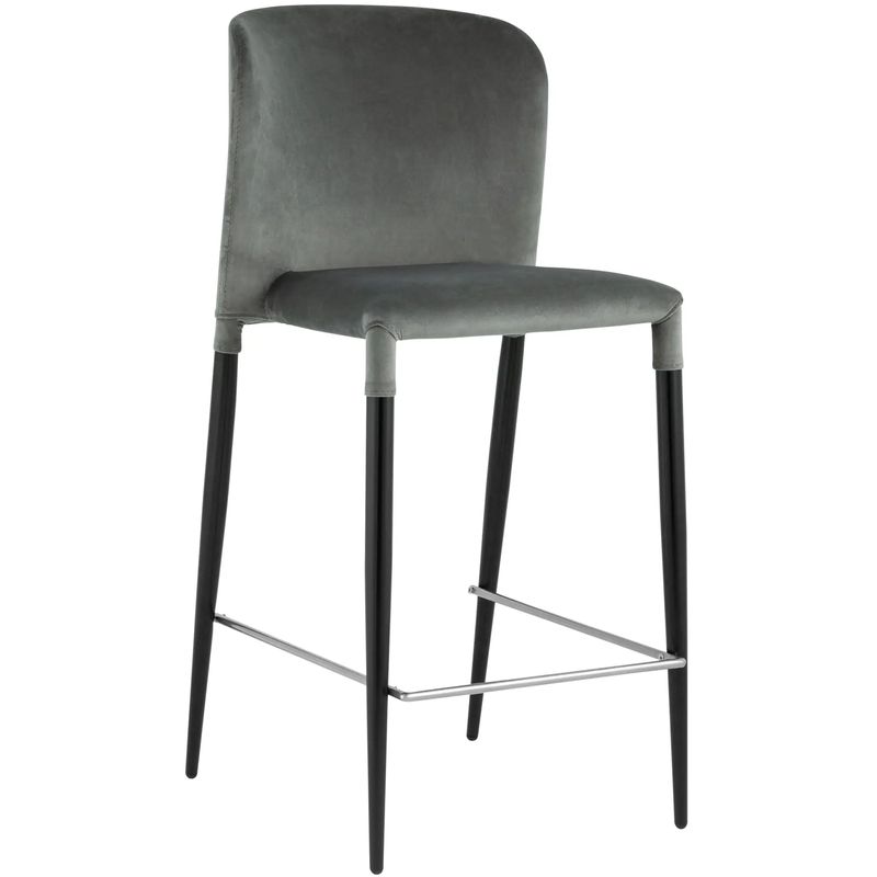 Барный Стул Lori Chair Серый Велюр Серый Черный Барный Стул Lori Chair Серый Велюр Серый Черный в Челябинске | Loft Concept