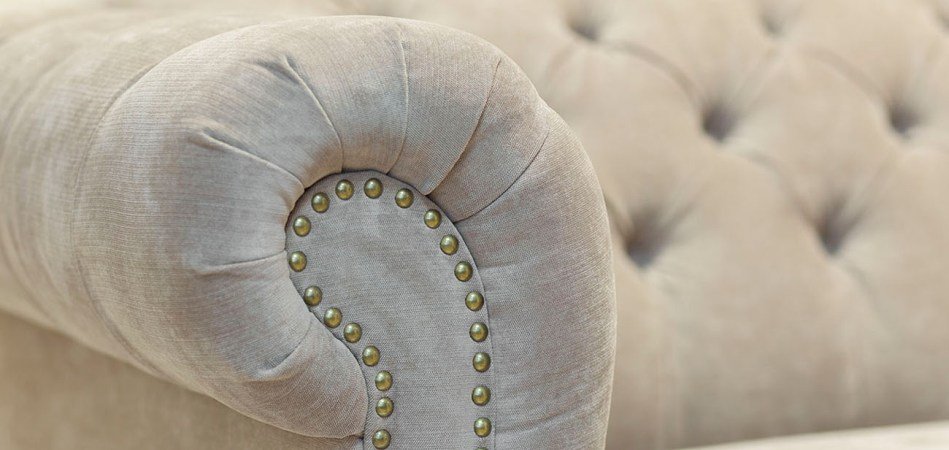 Диван велюровый бежевый трехместный Button Beige Диван велюровый бежевый трехместный Button Beige - Loft-Concept в Челябинске
