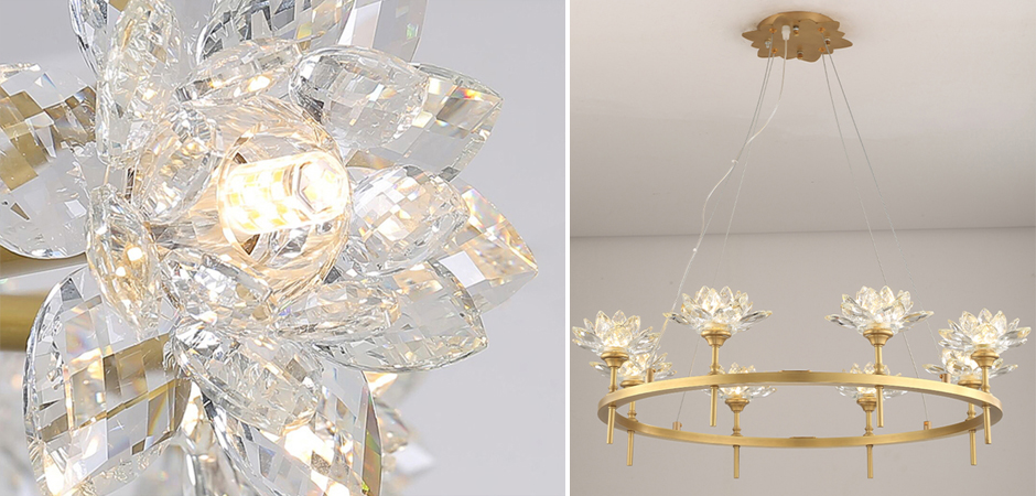 Люстра Хрустальные Цветы Лотоса Lotus flower Clear Glass lamp 8 Люстра Хрустальные Цветы Лотоса Lotus flower Clear Glass lamp 8 - Loft-Concept в Челябинске