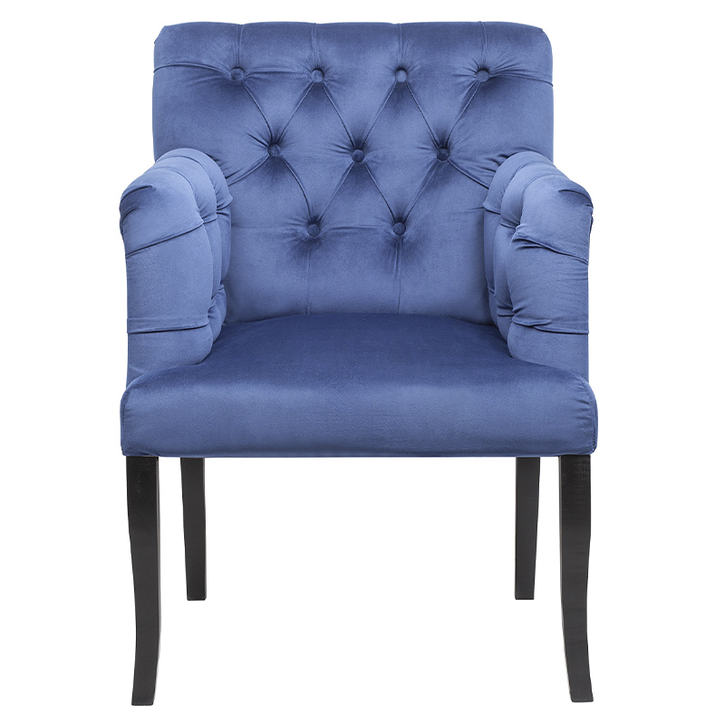 Кресло Addison Chic Armchair deep blue velour Синий Черный Кресло Addison Chic Armchair deep blue velour Синий Черный в Челябинске | Loft Concept
