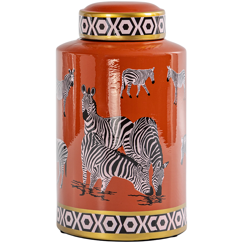 Ваза с крышкой Zebra Orange Vase Оранжевый Золотой Черно-белый Ваза с крышкой Zebra Orange Vase Оранжевый Золотой Черно-белый в Челябинске | Loft Concept