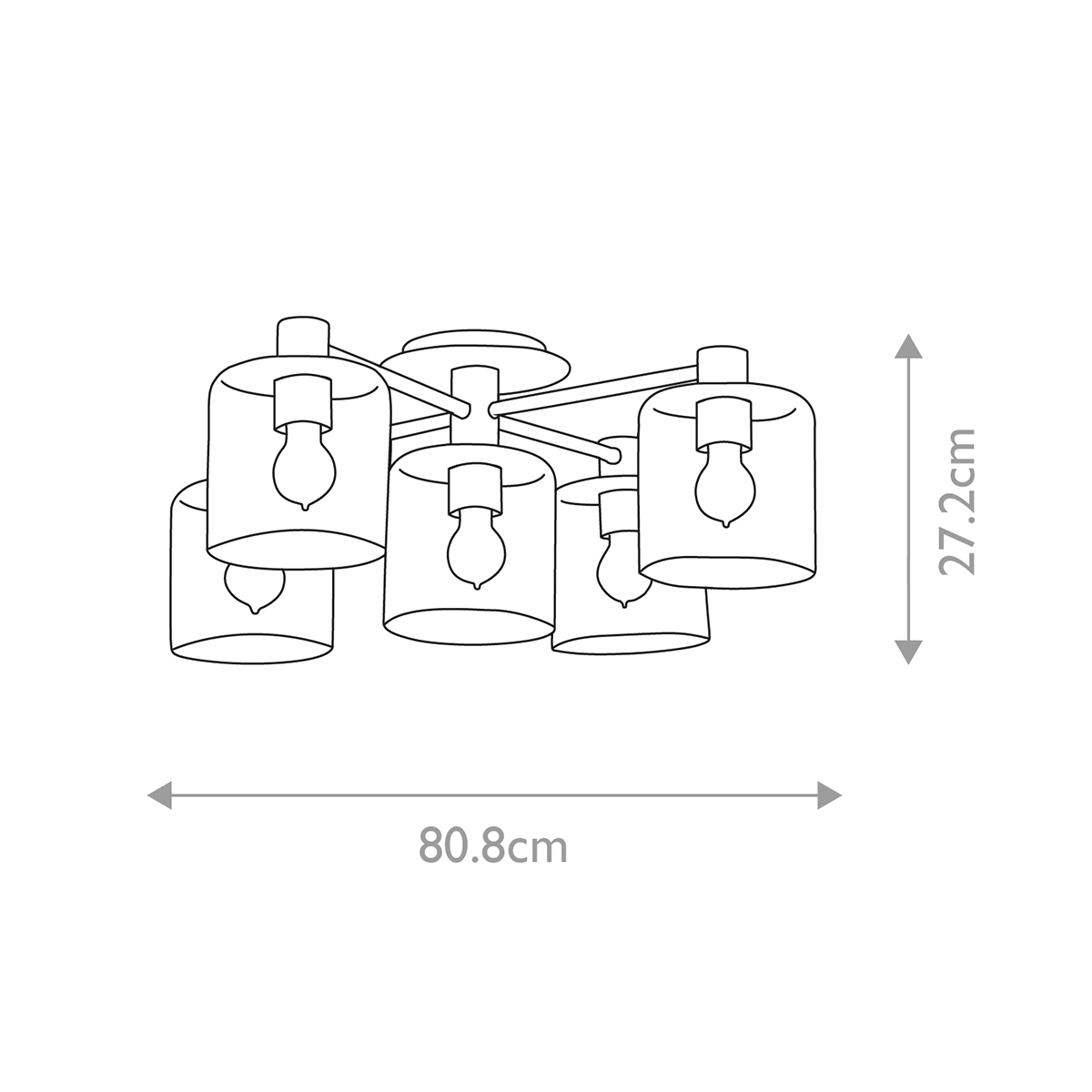 Потолочный светильник цвета латунь с пятью прозрачными цилиндрическими плафонами Hinkley в Челябинске
