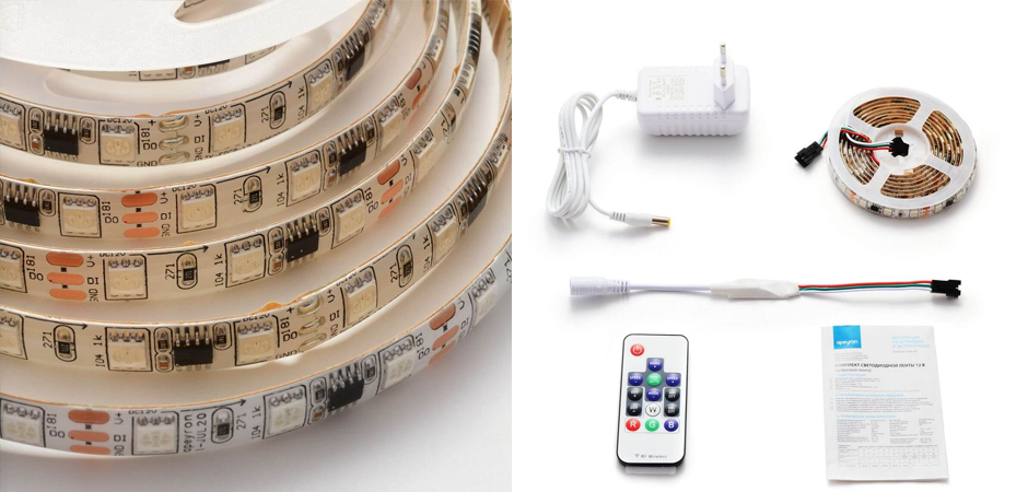 Комплект светодиодной влагозащищенной ленты 14,4W/m 60Led/m 5050SMD разноцветный 2M Комплект светодиодной влагозащищенной ленты 14,4W/m 60Led/m 5050SMD разноцветный 2M - Loft-Concept в Челябинске
