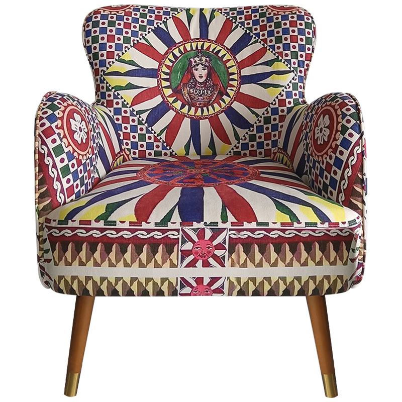Кресло Sicilian Motifs Armchair Мульти Латунь Коричневый Кресло Sicilian Motifs Armchair Мульти Латунь Коричневый в Челябинске | Loft Concept