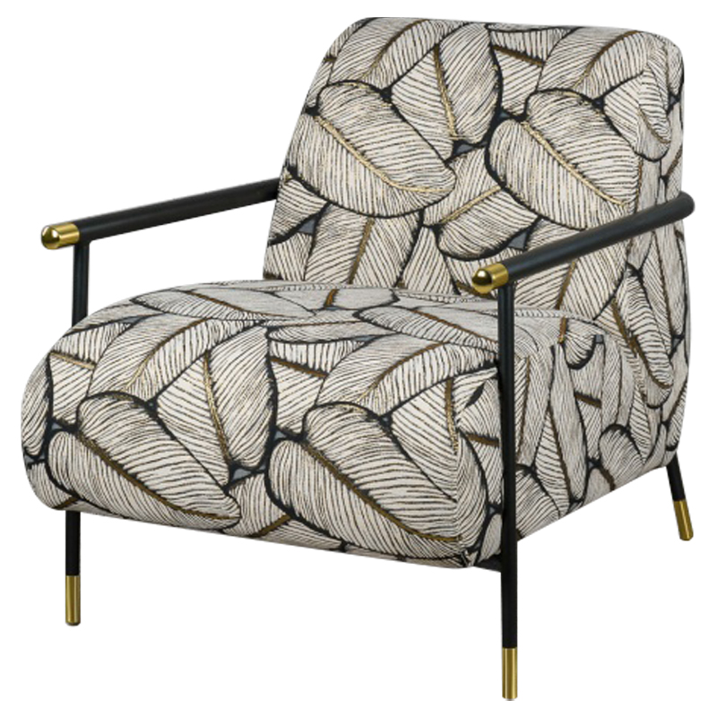Кресло с Цветным принтом Листья Foliage Armchair Grey Серый ivory ( слоновая кость ) Черный Золотой Кресло с Цветным принтом Листья Foliage Armchair Grey Серый ivory ( слоновая кость ) Черный Золотой в Челябинске | Loft Concept