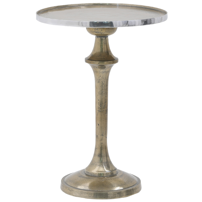 Круглый приставной стол Bourne Patina Side Table Серебряный Золотой Круглый приставной стол Bourne Patina Side Table Серебряный Золотой в Челябинске | Loft Concept