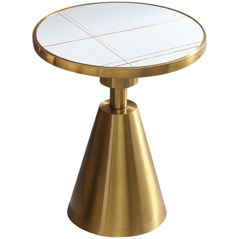 Круглый приставной стол Charmaine Side Table Латунь Белый Круглый приставной стол Charmaine Side Table Латунь Белый в Челябинске | Loft Concept