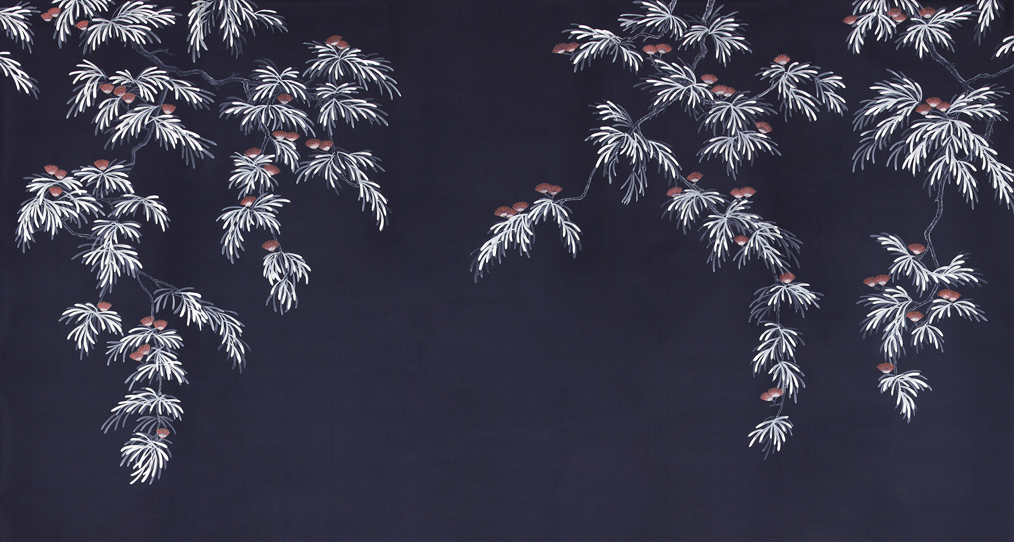 Обои ручная роспись Silk Tree Special Colourway on Empire Blue dyed silk Обои ручная роспись Silk Tree Special Colourway on Empire Blue dyed silk - постер Loft-Concept в Челябинске