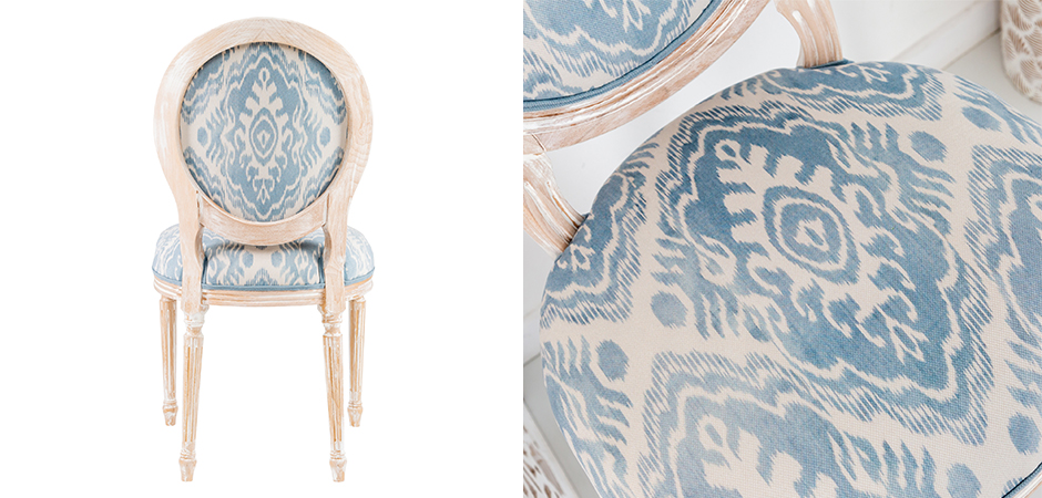 Мягкий стул со светло-голубым узором Ikat Pattern 2 Мягкий стул со светло-голубым узором Ikat Pattern 2 - Loft-Concept в Челябинске