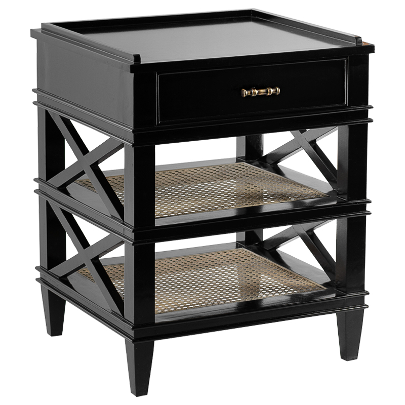 Тумба Jacqueline Wicker Shelves Бежевый Черный Тумба Jacqueline Wicker Shelves Бежевый Черный в Челябинске | Loft Concept