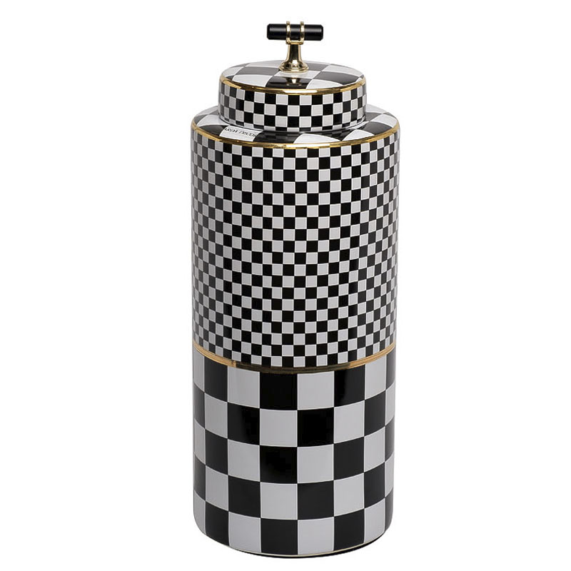 Ваза Chess Vase 37 Черный Белый Золотой Ваза Chess Vase 37 Черный Белый Золотой в Челябинске | Loft Concept