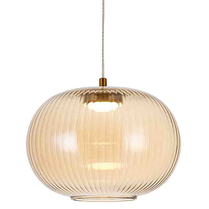 Подвесной светильник с янтарным рифленым стеклянным плафоном Ferm Living Янтарный Латунь Подвесной светильник с янтарным рифленым стеклянным плафоном Ferm Living Янтарный Латунь в Челябинске | Loft Concept
